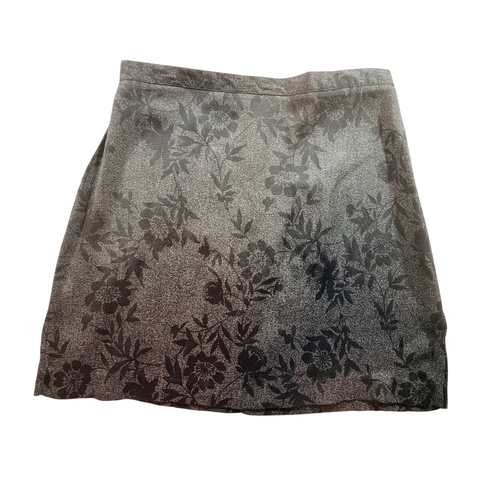 35th & 10th Floral Mini Skirt Womens 7 Vintage Grey Black A-Line Made in USA